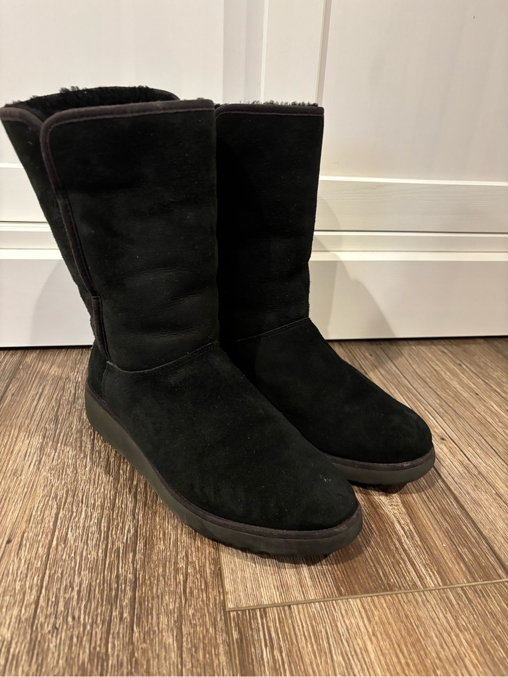 UGG Women's Amie Classic Slim Wedge Boot in black size women’s 9